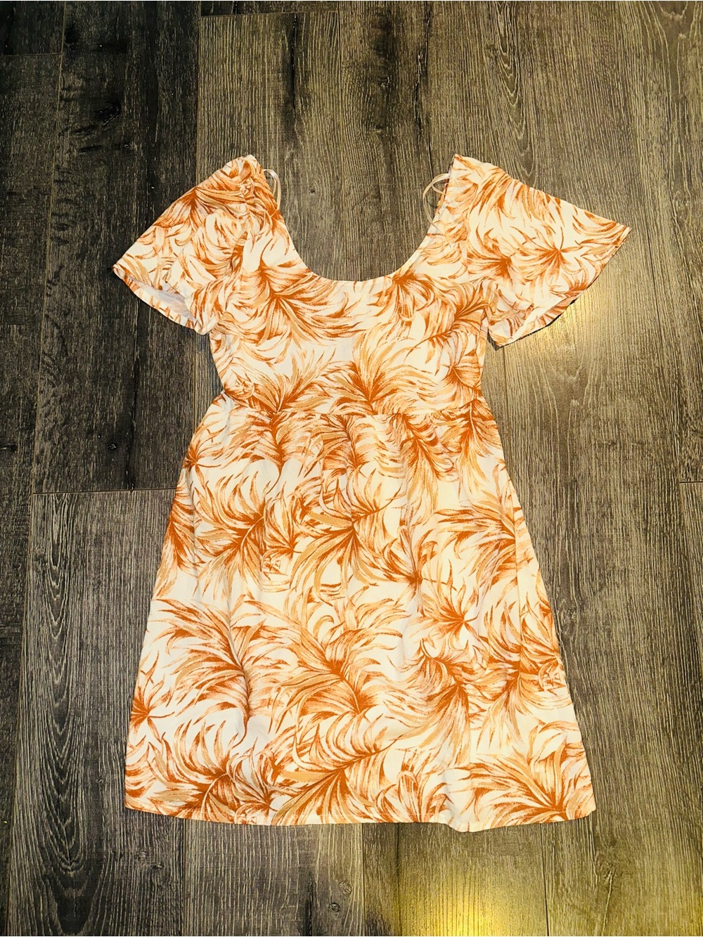 Hurley Tropical Palm Print Flutter Sleeve Mini Dress